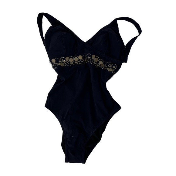 Deep Purple Metal Embellished One Piece Bathing Suit - Picture 3 of 5